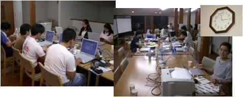 制作中の学生達（夜中の3時）